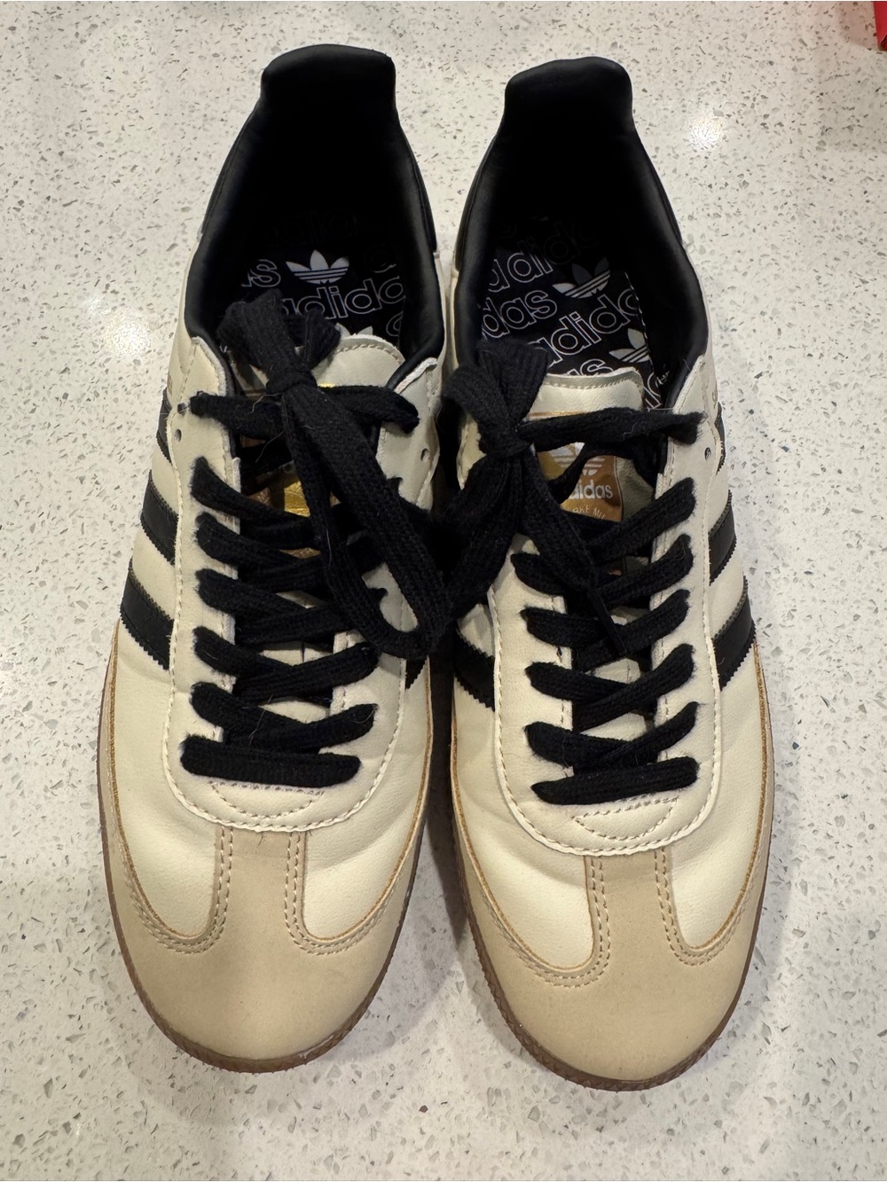 adidas Cream and Black Retro Samba-Style Sneakers
